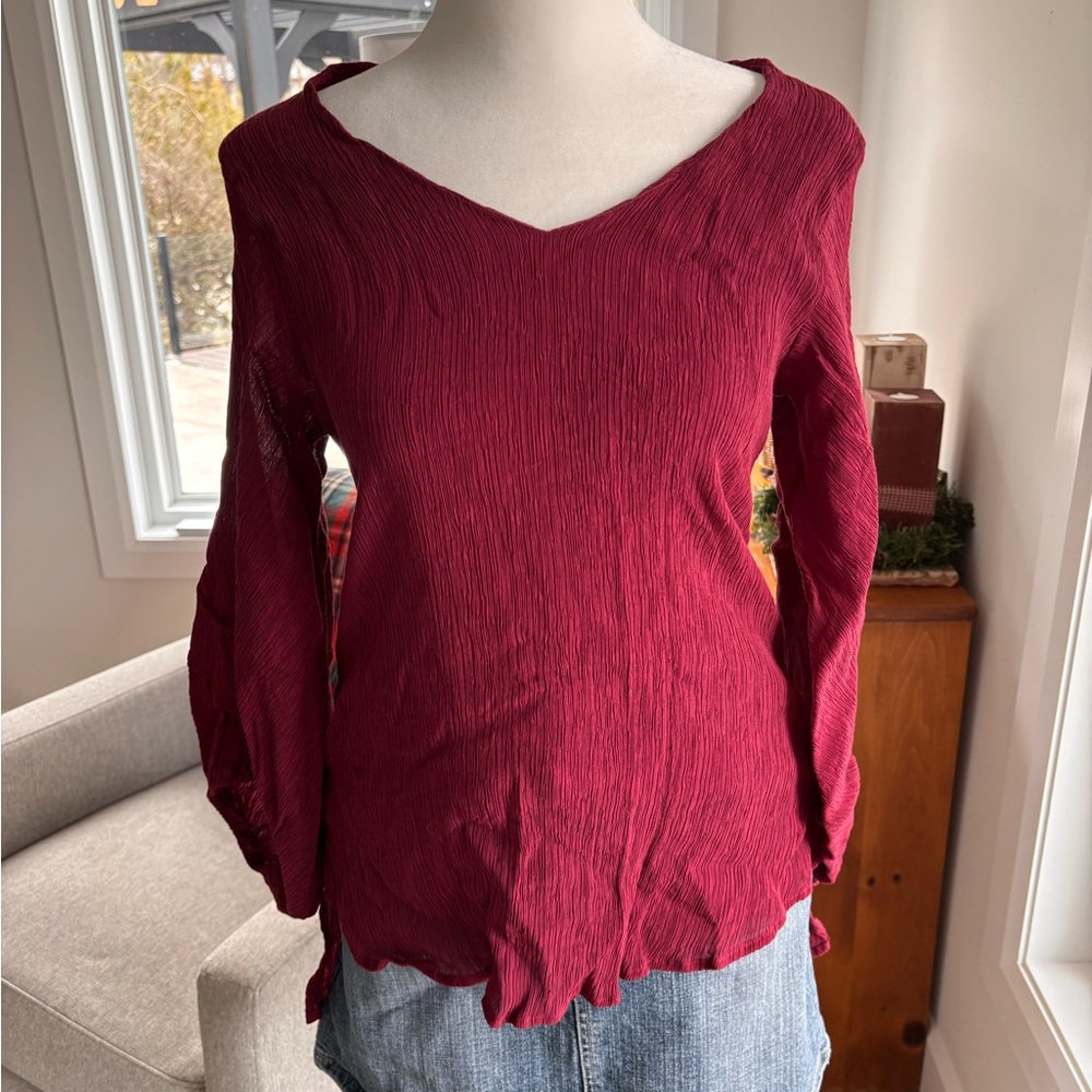 Red Coral Textured Long Sleeve Top ❤️